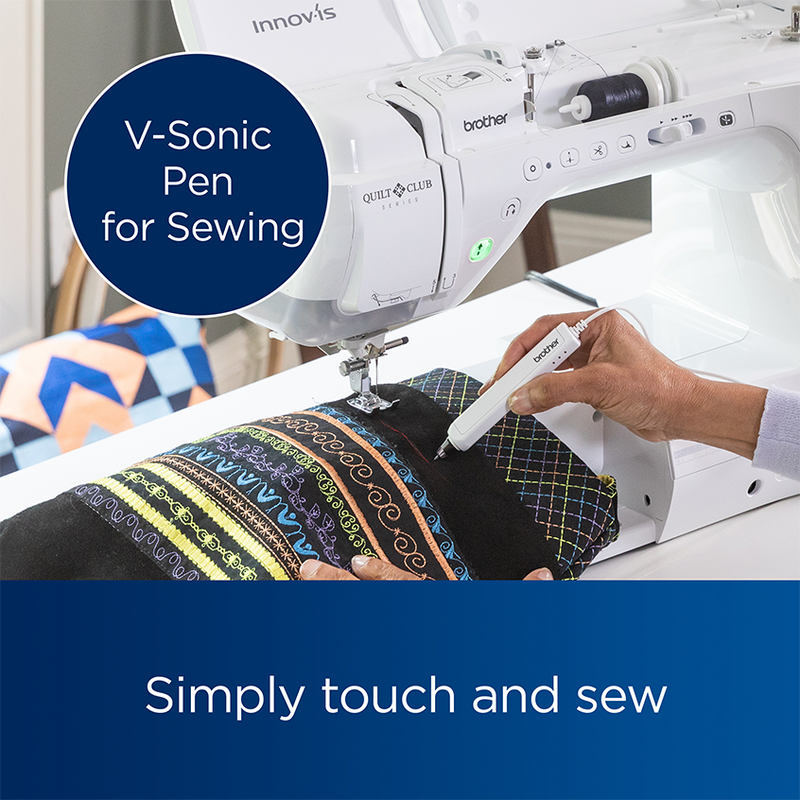 close-up-hand-drawing-with-v-sonic-pen-for-sewing-on-black-decorative-stitched-fabric-under-brother-innov-is-bq3100-needle