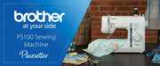 brother-pacesetter-ps100-sewing-machine-on-desk-next-to-woven-basket-blue-promo-banner-view