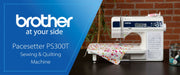 brother-pacesetter-innov-is-ps300t-sewing-and-quilting-machine-stitching-floral-fabric-on-wide-table-blue-promo-banner-view