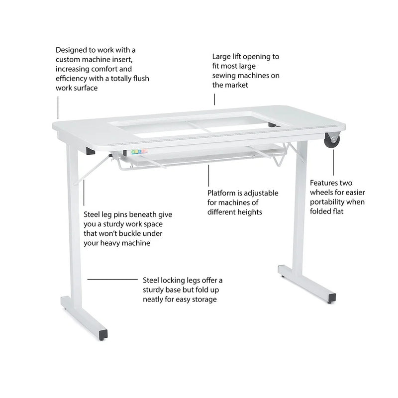 Arrow Gidget II Sewing Table – 45 lb Capacity, Folding Sewing Table