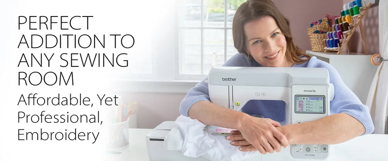 smiling-woman-leaning-on-brother-innov-is-ns1250e-embroidery-machine-perfect-addition-to-any-sewing-room-banner-view