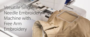 close-up-free-arm-tubular-hoop-mechanism-stitching-khaki-cap-on-brother-persona-prs100-machine