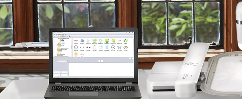 laptop-running-design-database-transfer-with-brother-stellaire-innov-is-xe2-embroidery-machine-side-view