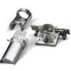 The Durkee SAEZ7MN 7 piece EZ frames bundle displaying the main machine attachment arm and various sizes of hoopless adhesive embroidery frames
