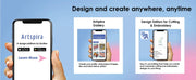 artspira-app-displaying-gallery-and-design-editor-features-on-three-smartphone-mockups