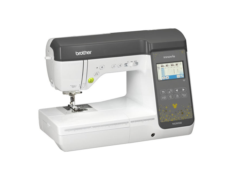 Front view of the compact Brother Innov-ís NS2850D combination sewing and embroidery machine in sewing mode setup