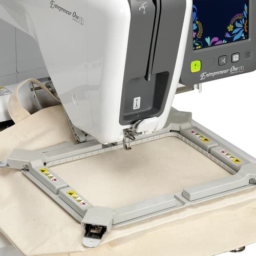 Brother PR1X Entrepreneur One embroidering with free-arm cap frame