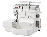 Janome AirThread 2000D Professional overlocker shown fully assembled with the included extra-wide extension table attached.