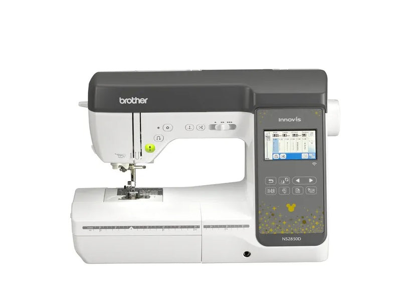 Close up of the 3.7 inch color LCD touchscreen display on the Brother Innov-ís NS2850D showing setup menus
