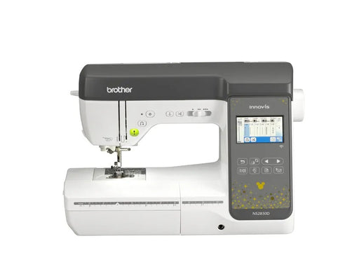 Close up of the 3.7 inch color LCD touchscreen display on the Brother Innov-ís NS2850D showing setup menus