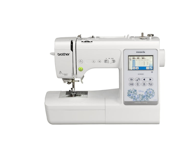 Front view of the compact Brother Innov-ís NS1850D combination sewing and embroidery machine configured in sewing mode