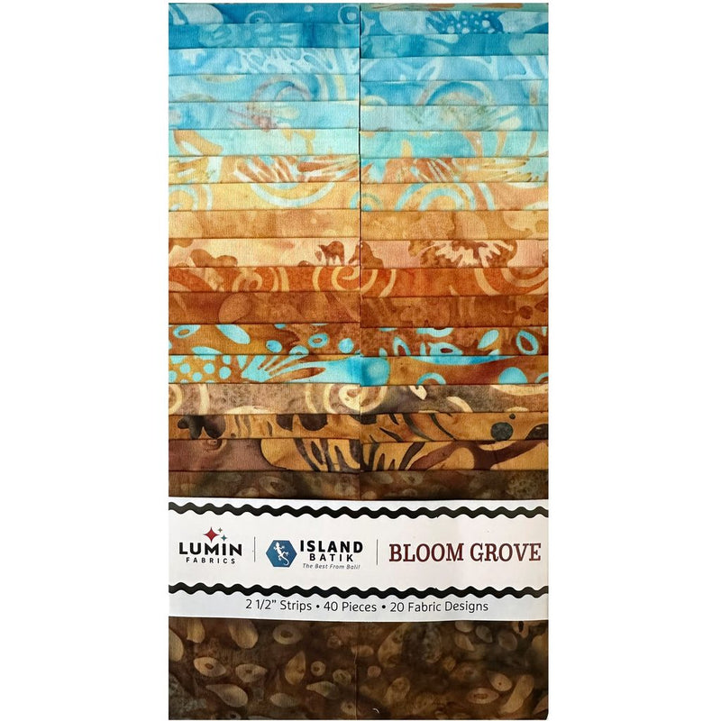 Island Batik Bloom Grove 2.5" Strip Pack – 40 Precut Batik Fabric Strips