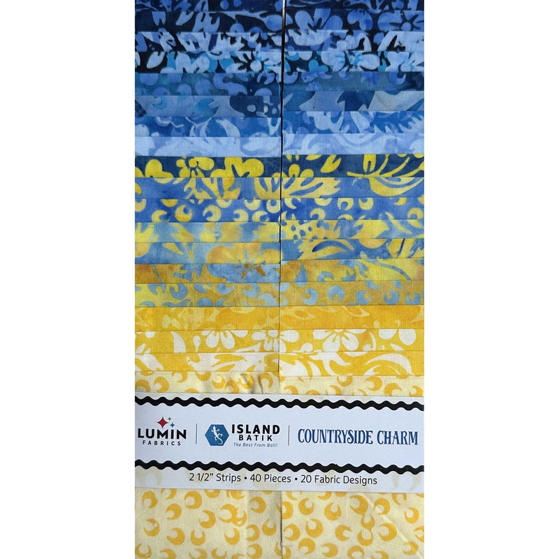 Island Batik Countryside Charm 2.5-inch strip pack with 40 coordinated cotton batik strips