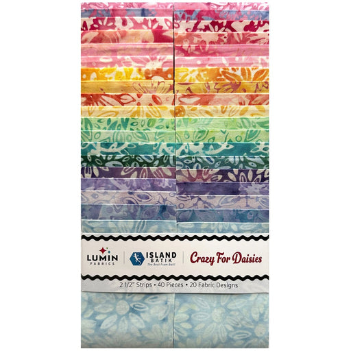 Island Batik Crazy for Daisies 2.5-inch strip pack with 40 coordinated cotton batik strips