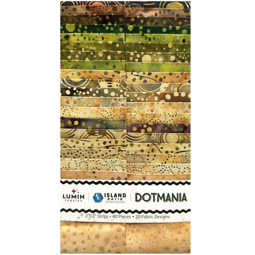 Island Batik Dotmania 2.5-inch strip pack with 40 coordinated cotton batik strips