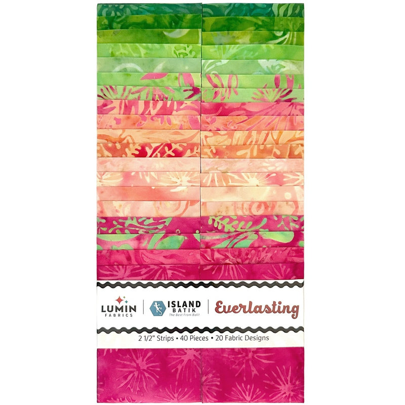 Island Batik Everlasting 2.5-inch strip pack with 40 coordinated cotton batik strips