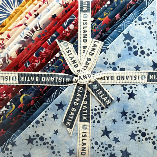 Island Batik Freedom Rings 10-inch fabric stack with 42 coordinated cotton batik squares