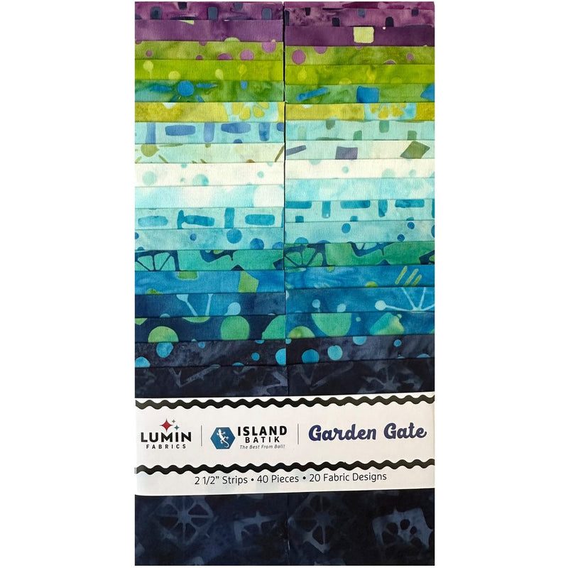 Island Batik Garden Gate 2.5" Strip Pack – 40 Precut Batik Fabric Strips