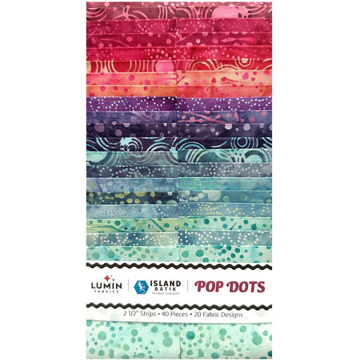 Island Batik Pop Dots 2.5-inch strip pack with 40 coordinated cotton batik strips