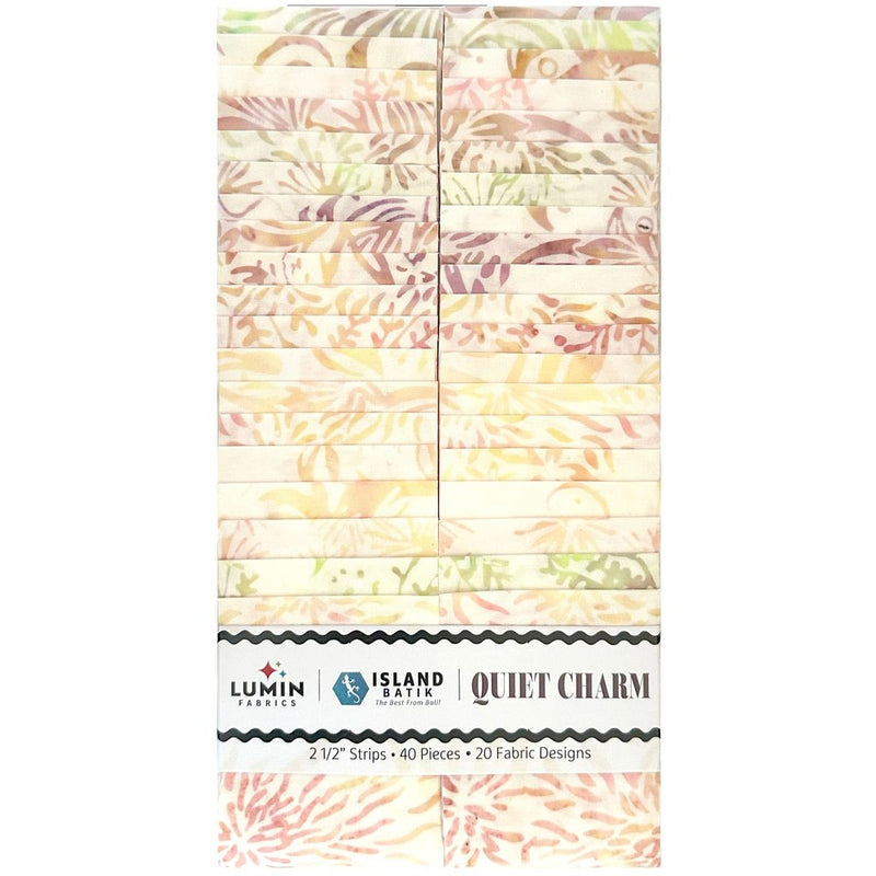 Island Batik Quiet Charm 2.5" Strip Pack – 40 Precut Batik Fabric Strips