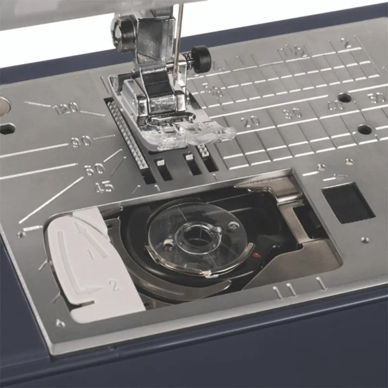 anome TravelMate 50 computerized sewing and quilting machine front view displaying control panel buttons.