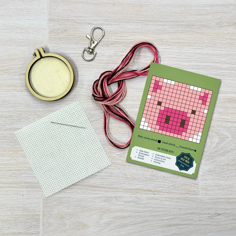The Crafty Kit Company Missing You Pig Time Mini Matchbox Cross Stitch Kit