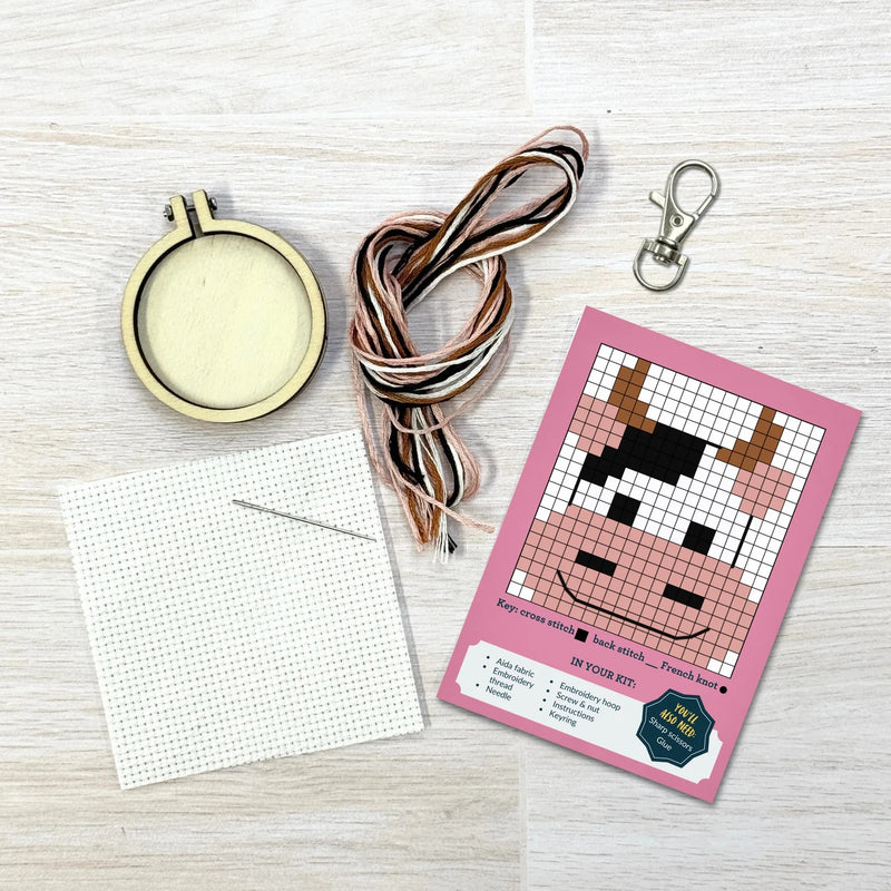 The Crafty Kit Company Moody Cow Mini Matchbox Cross Stitch Kit