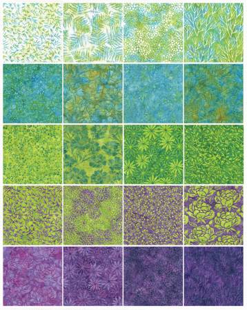 Island Batik Petal Poetry 2.5" Strip Pack – 40 Precut Batik Fabric Strips by Jerry Khiev