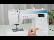 Janome Sewist 780DC computerized sewing machine front view showcasing control panel and bright workspace.