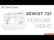 Janome Sewist 721 mechanical sewing machine front view showcasing the stitch selection dial and tension controls.