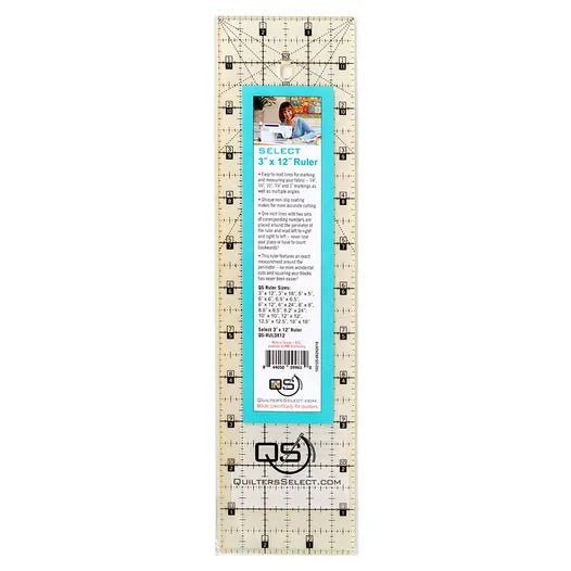 Quilters Select 3" x 12" Quilting Ruler – QS - RUL3X12 Precision Strip Ruler