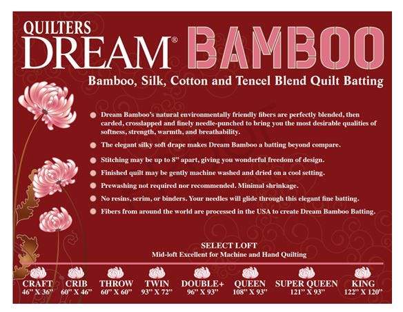 Quilters Dream Bamboo blend quilt batting package on white background