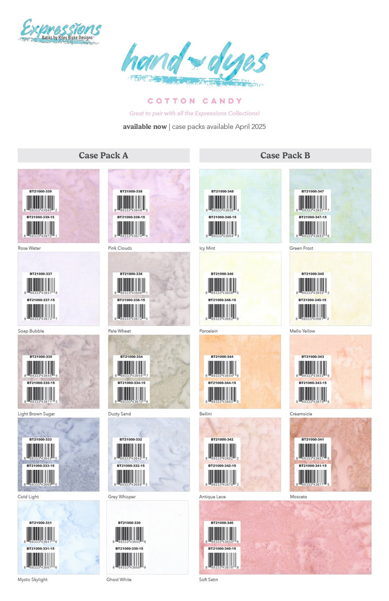 Expressions Batiks Cotton Candy official Riley Blake Designs collection and quilt project inspiration for Riley Blake Expressions Batiks Hand-Dyes Cotton Candy 10" Stacker – 42-Piece Precut Quilt Fabric