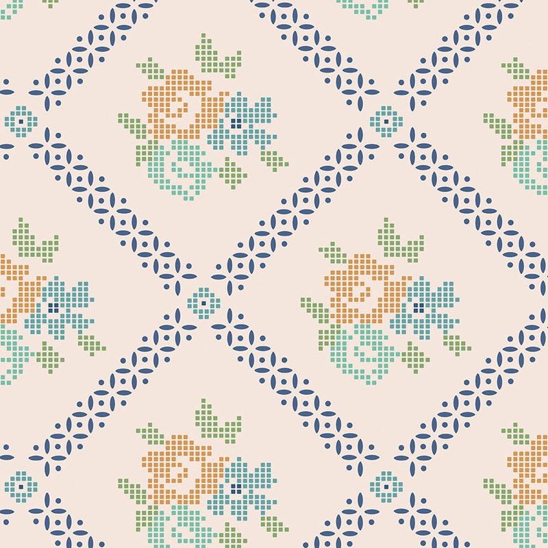 Lori Holt Mercantile Adore Blues 108" Wideback Fabric – 3-Yard Pack | Riley Blake full-repeat fabric design without ruler, official Riley Blake Designs image, SKU 3YD-WB14408-BLUES