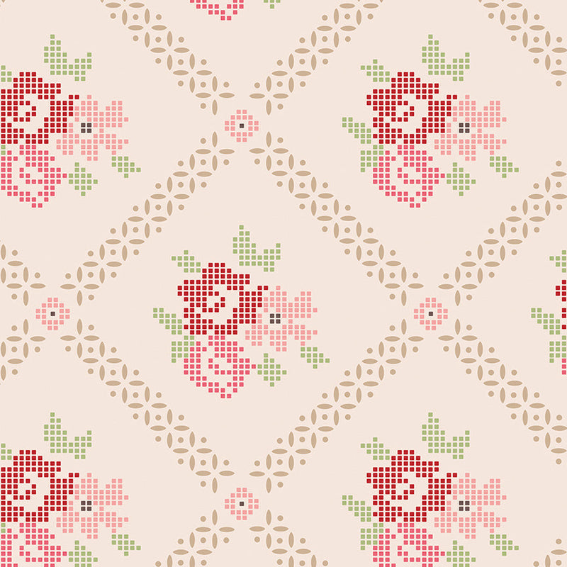 Lori Holt Mercantile Adore Pinks 108" Wideback Fabric – 3-Yard Pack | Riley Blake full-repeat fabric design without ruler, official Riley Blake Designs image, SKU 3YD-WB14408-PINKS