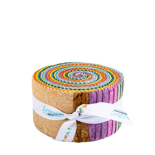 Riley Blake Expressions Batiks Hand-Dyes Bright Day 2.5" Rolie Polie Strip Roll – 40 Pieces official Riley Blake Designs product view, manufacturer SKU RP-21011-40