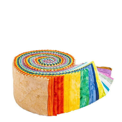 Riley Blake Expressions Batiks Hand-Dyes Bright Day 2.5" Rolie Polie Strip Roll – 40 Pieces alternate Riley Blake Designs assortment view, manufacturer SKU RP-21011-40