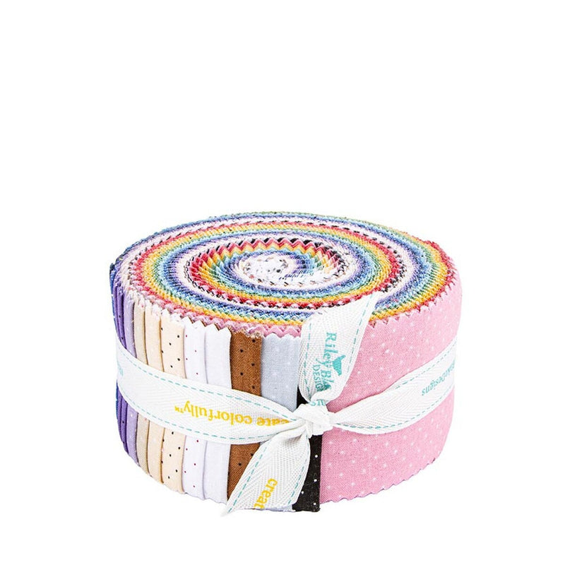 Riley Blake American Jane Pindots Rolie Polie (Jelly Roll) – 40 Piece 2.5" Precut Fabric Strip Bundle by Sandy Klop