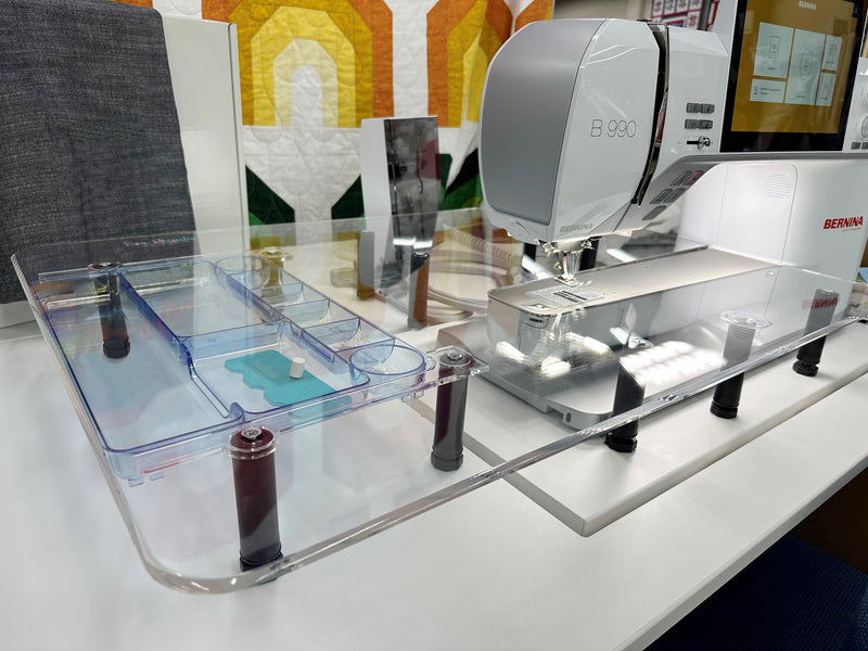 Giant Wish 2.0 table fitted to a Bernina 990, showing the larger surface and tray; machine not included