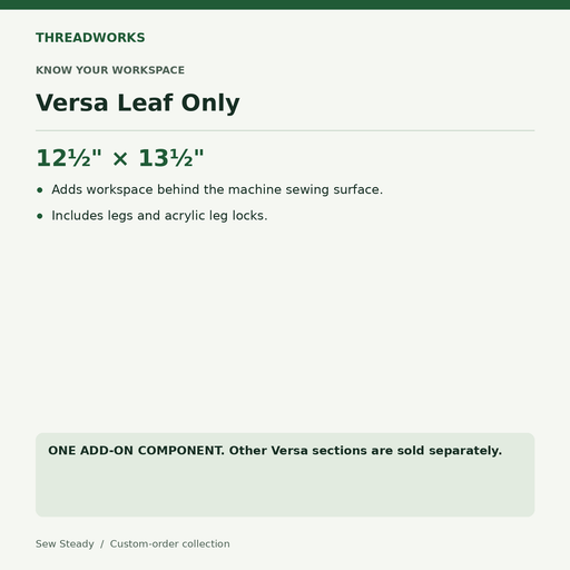 Sew Steady Versa Leaf Only – 12½" × 13½" specifications and fit notes