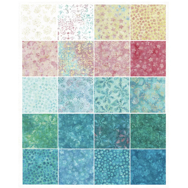 Island Batik Splish Splash 2.5" Strip Pack – 40 Precut Batik Fabric Strips